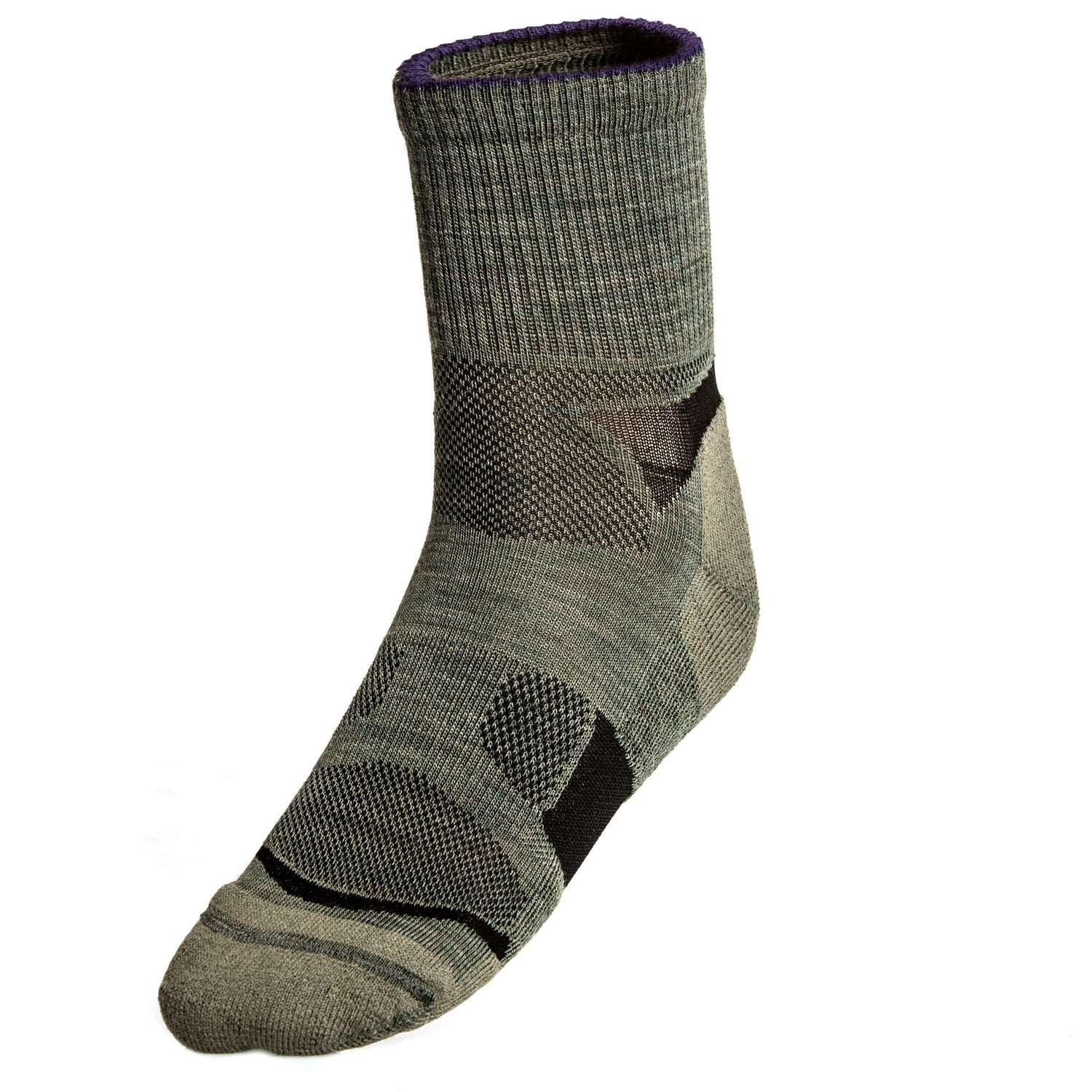 Shorty socks 1/4 in the colour olive, features elastic support and reinforced toe and heel.