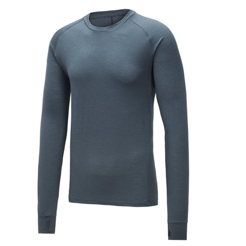 Long Sleeve top with crew neck, in the colour graphite.  PANTHER - Mens Merino Wool Baselayer Long Sleeve Crew Neck